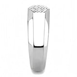 Alamode High polished (no plating) Stainless Steel Ring with AAA Grade CZ in Clear - Alamode - Flyclothing LLC