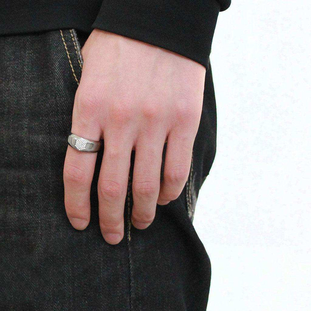 Alamode High polished (no plating) Stainless Steel Ring with AAA Grade CZ in Clear - Alamode - Flyclothing LLC