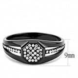 Alamode IP Black(Ion Plating) Stainless Steel Ring with AAA Grade CZ in Clear - Alamode