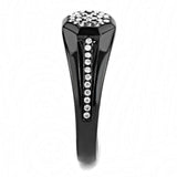 Alamode IP Black(Ion Plating) Stainless Steel Ring with AAA Grade CZ in Clear - Alamode - Flyclothing LLC