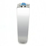 Alamode High polished (no plating) Stainless Steel Ring with Top Grade Crystal in Sea Blue - Alamode - Flyclothing LLC