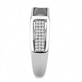 Alamode High polished (no plating) Stainless Steel Ring with AAA Grade CZ in Black Diamond - Alamode - Flyclothing LLC