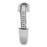 Alamode High polished (no plating) Stainless Steel Ring with AAA Grade CZ in Black Diamond - Alamode