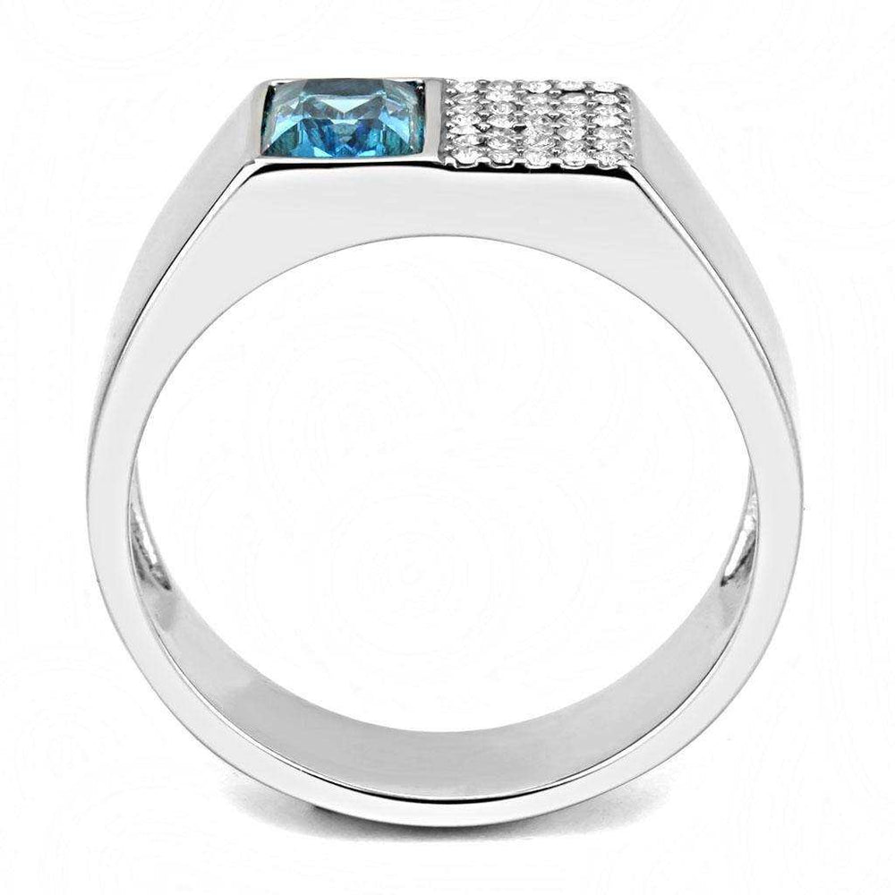Alamode High polished (no plating) Stainless Steel Ring with Synthetic in Sea Blue - Alamode - Flyclothing LLC