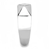 Alamode High polished (no plating) Stainless Steel Ring with AAA Grade CZ in Clear - Alamode - Flyclothing LLC