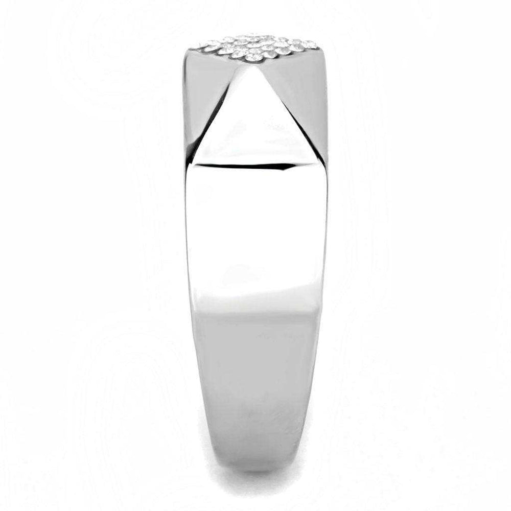 Alamode High polished (no plating) Stainless Steel Ring with AAA Grade CZ in Clear - Alamode - Flyclothing LLC