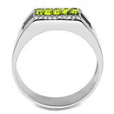 Alamode High polished (no plating) Stainless Steel Ring with Top Grade Crystal in Olivine color - Alamode - Flyclothing LLC