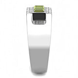 Alamode High polished (no plating) Stainless Steel Ring with Top Grade Crystal in Olivine color - Alamode - Flyclothing LLC