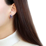 Alamode High polished (no plating) Stainless Steel Earrings with AAA Grade CZ in Amethyst - Alamode - Flyclothing LLC