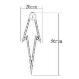 Alamode High polished (no plating) Stainless Steel Earrings with Synthetic in White - Alamode - Flyclothing LLC