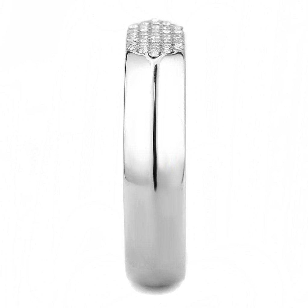 Alamode No Plating Stainless Steel Ring with AAA Grade CZ in Clear - Alamode - Flyclothing LLC