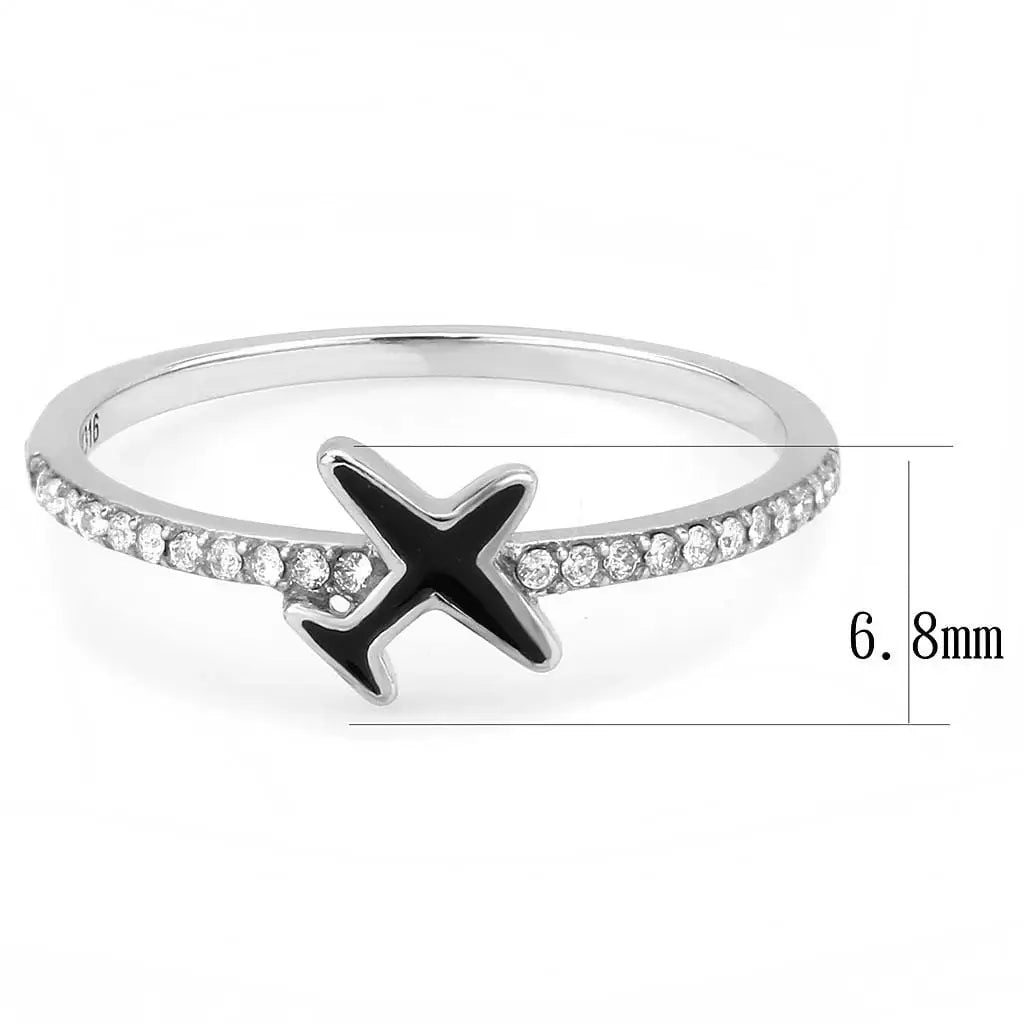 Alamode No Plating Stainless Steel Ring with Epoxy in Jet - Alamode - Flyclothing LLC