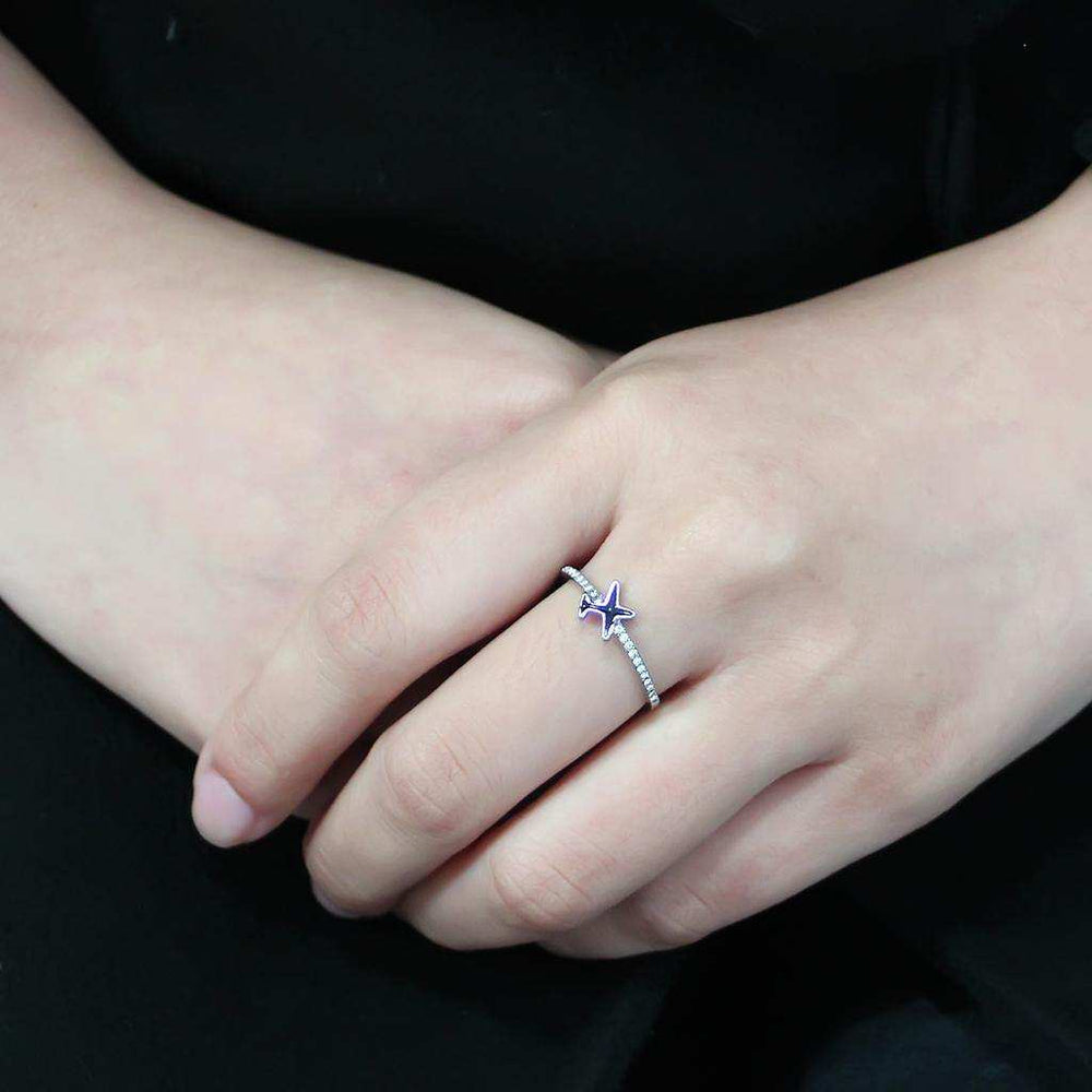 Alamode No Plating Stainless Steel Ring with Epoxy in Jet - Alamode - Flyclothing LLC
