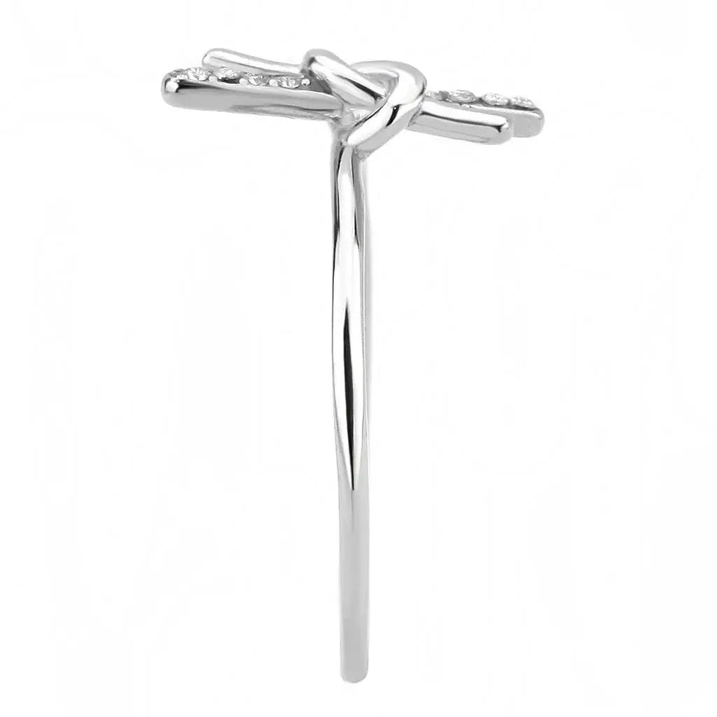 Alamode No Plating Stainless Steel Ring with AAA Grade CZ in Clear - Alamode - Flyclothing LLC