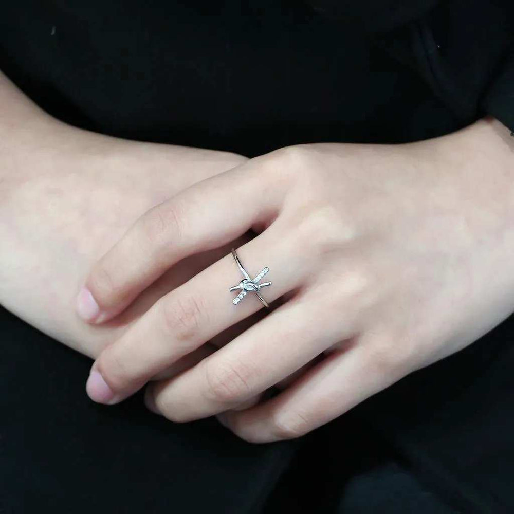 Alamode No Plating Stainless Steel Ring with AAA Grade CZ in Clear - Alamode - Flyclothing LLC