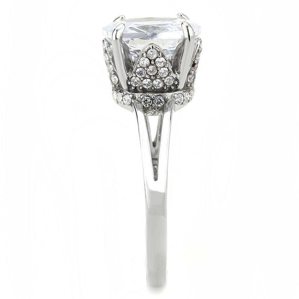 Alamode No Plating Stainless Steel Ring with AAA Grade CZ in Clear - Alamode - Flyclothing LLC