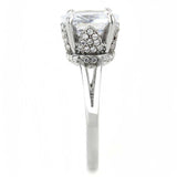 Alamode No Plating Stainless Steel Ring with AAA Grade CZ in Clear - Alamode - Flyclothing LLC