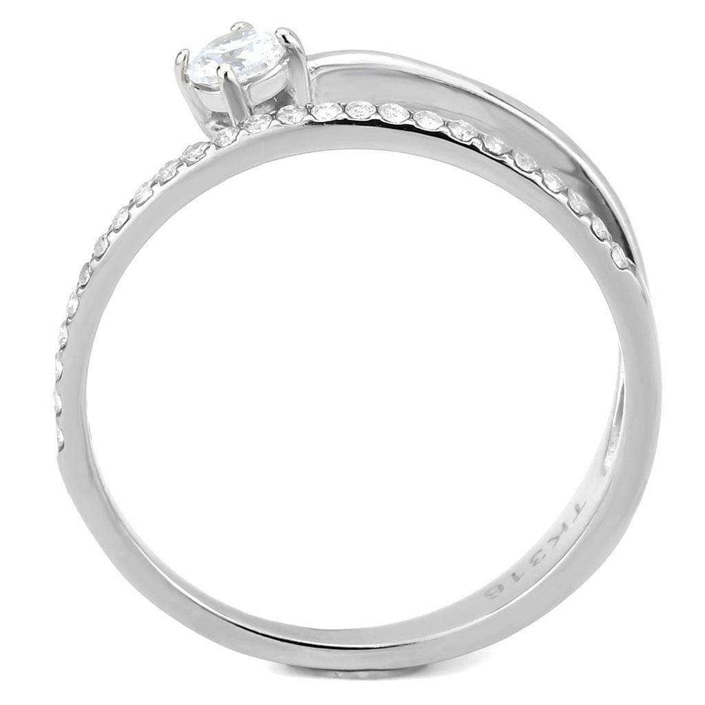 Alamode No Plating Stainless Steel Ring with AAA Grade CZ in Clear - Alamode - Flyclothing LLC
