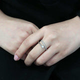 Alamode No Plating Stainless Steel Ring with AAA Grade CZ in Clear - Alamode - Flyclothing LLC