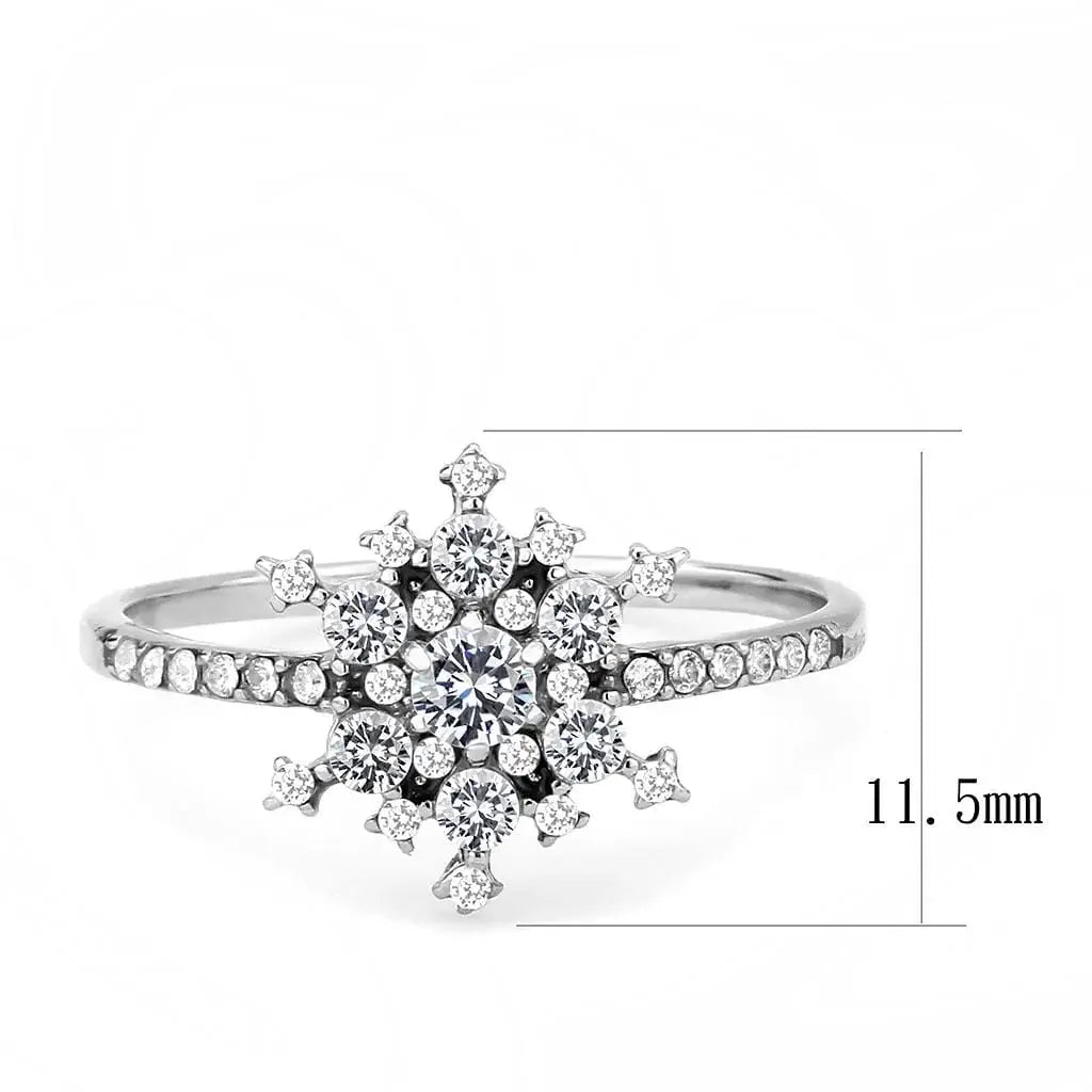 Alamode No Plating Stainless Steel Ring with AAA Grade CZ in Clear - Alamode - Flyclothing LLC