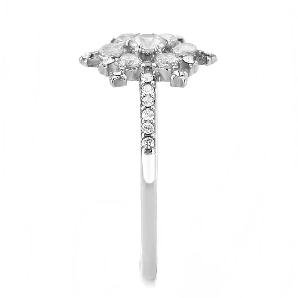Alamode No Plating Stainless Steel Ring with AAA Grade CZ in Clear - Alamode - Flyclothing LLC