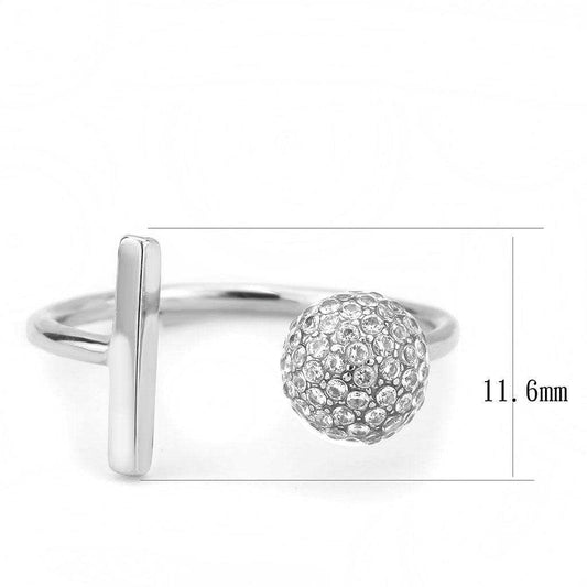 Alamode No Plating Stainless Steel Ring with AAA Grade CZ in Clear - Alamode - Flyclothing LLC