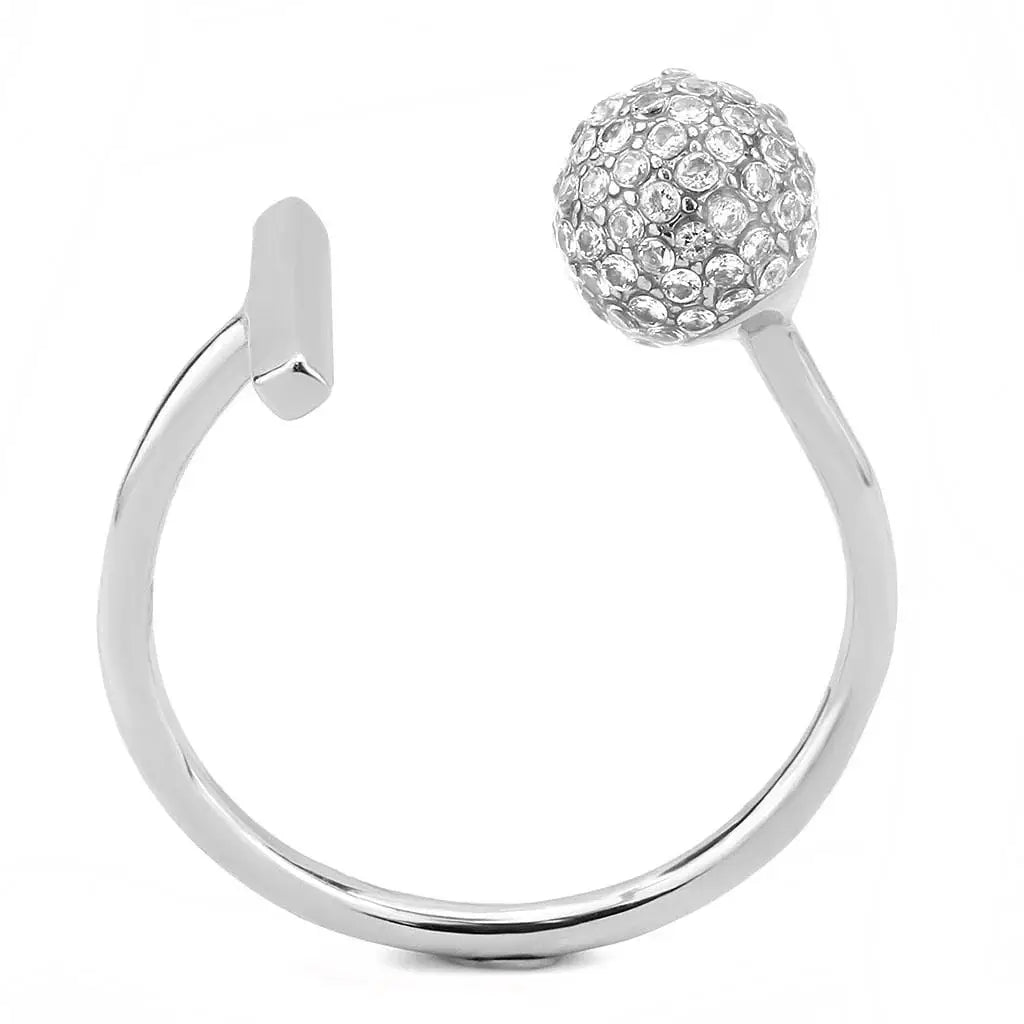 Alamode No Plating Stainless Steel Ring with AAA Grade CZ in Clear - Alamode - Flyclothing LLC