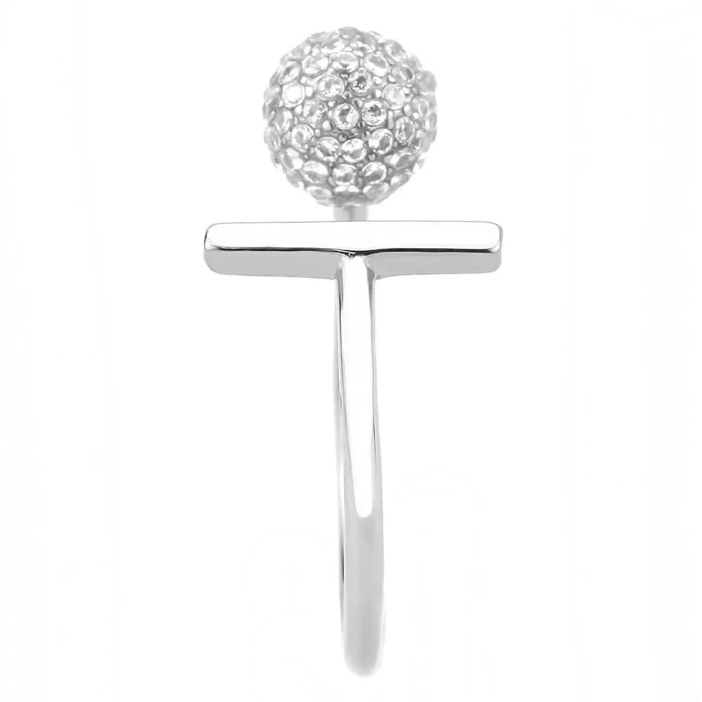 Alamode No Plating Stainless Steel Ring with AAA Grade CZ in Clear - Alamode - Flyclothing LLC