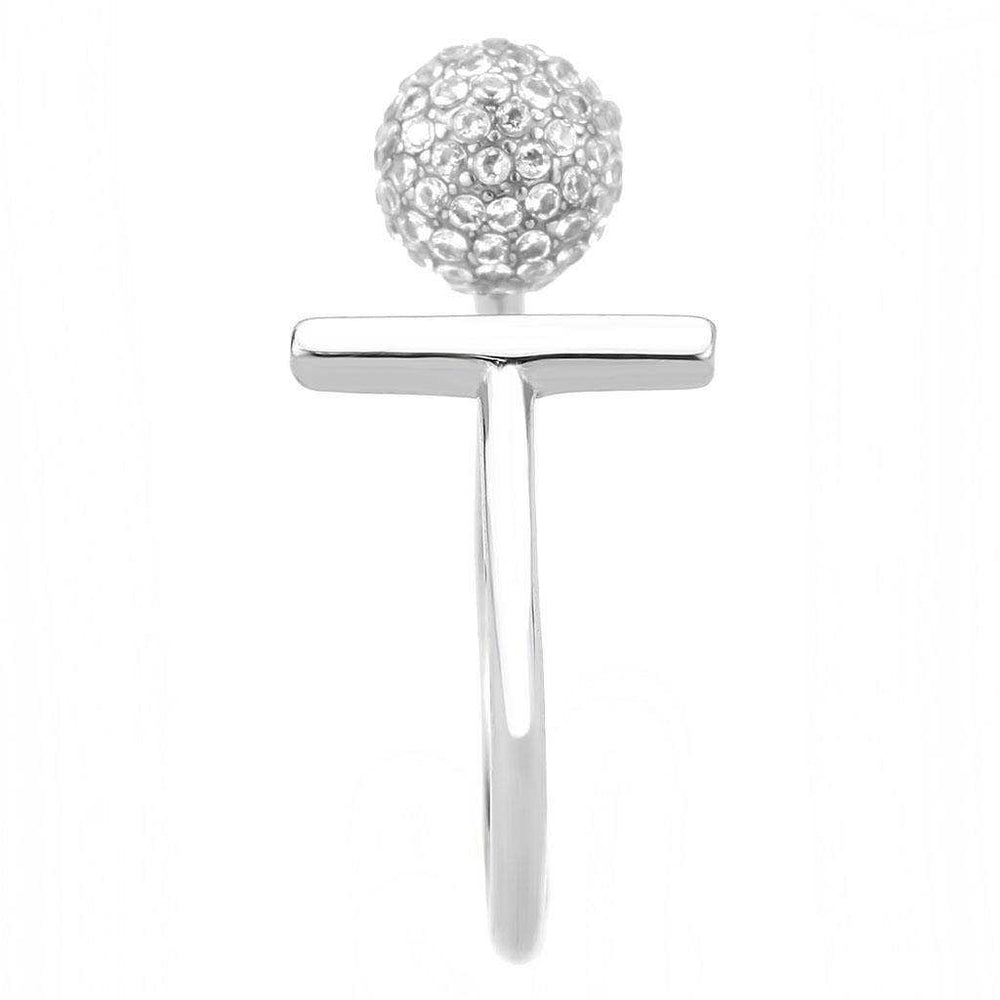 Alamode No Plating Stainless Steel Ring with AAA Grade CZ in Clear - Alamode - Flyclothing LLC