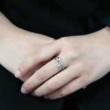 Alamode No Plating Stainless Steel Ring with AAA Grade CZ in Clear - Alamode - Flyclothing LLC