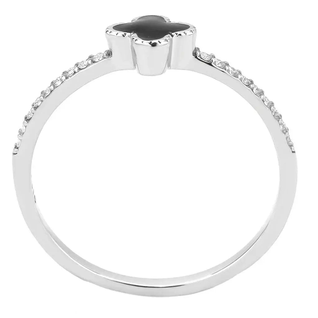 Alamode No Plating Stainless Steel Ring with Epoxy in Jet - Alamode - Flyclothing LLC