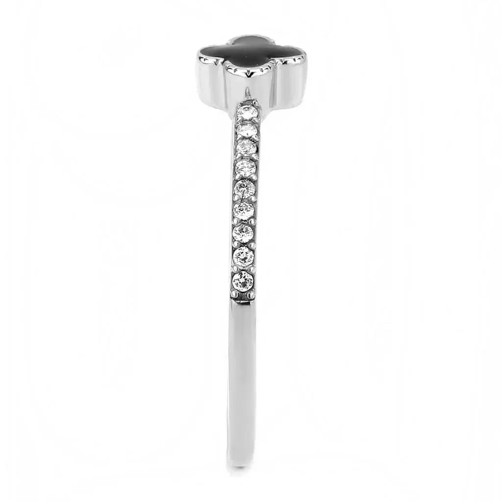 Alamode No Plating Stainless Steel Ring with Epoxy in Jet - Alamode - Flyclothing LLC