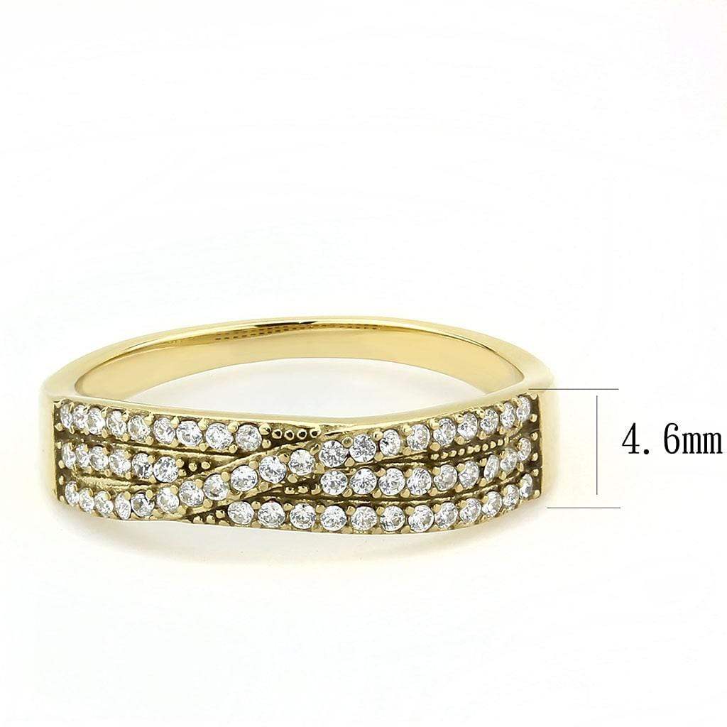 Alamode IP Gold(Ion Plating) Stainless Steel Ring with AAA Grade CZ in Clear - Alamode - Flyclothing LLC