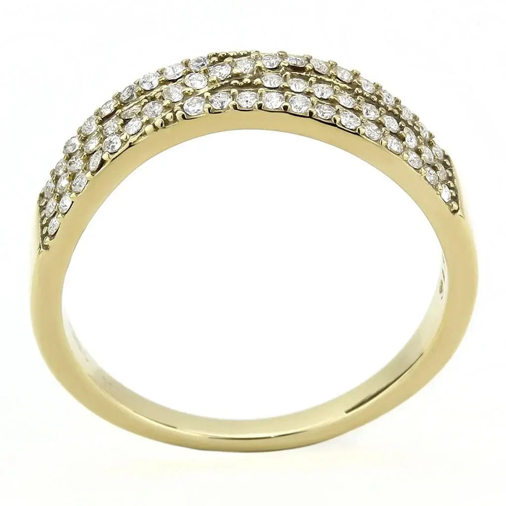 Alamode IP Gold(Ion Plating) Stainless Steel Ring with AAA Grade CZ in Clear - Alamode - Flyclothing LLC