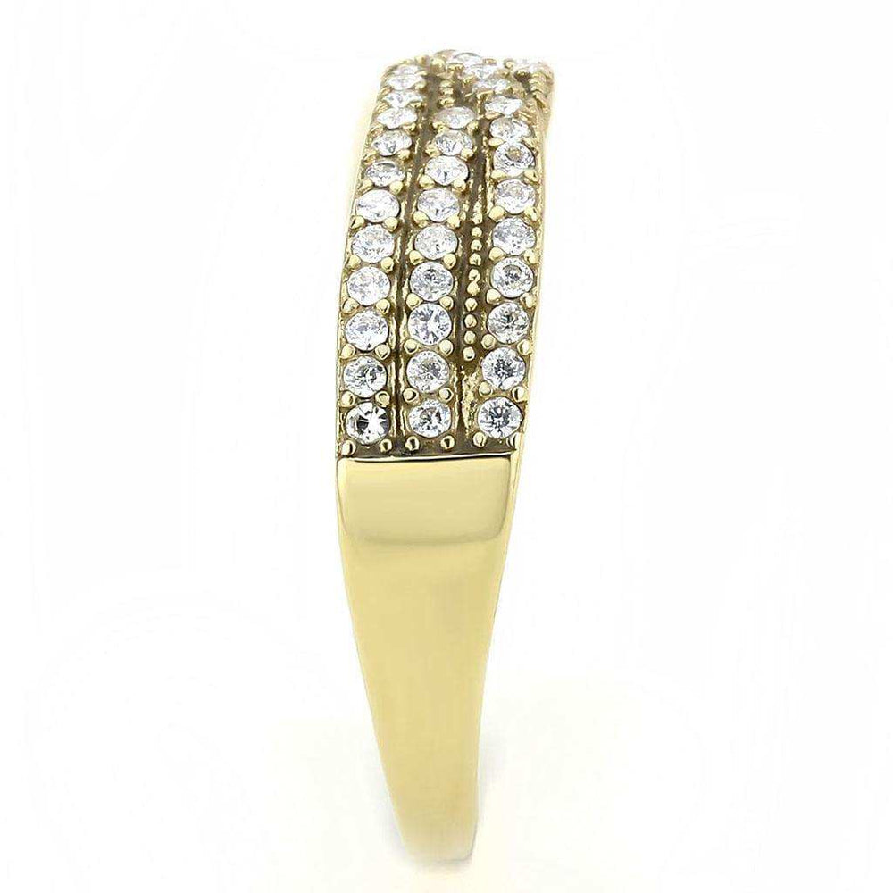 Alamode IP Gold(Ion Plating) Stainless Steel Ring with AAA Grade CZ in Clear - Alamode - Flyclothing LLC