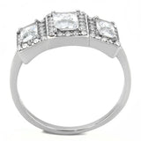 Alamode No Plating Stainless Steel Ring with AAA Grade CZ in Clear - Alamode - Flyclothing LLC