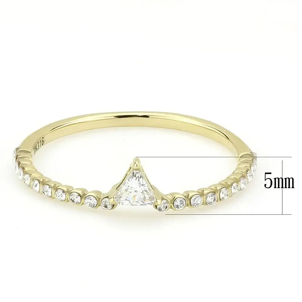 Alamode IP Gold(Ion Plating) Stainless Steel Ring with AAA Grade CZ in Clear - Alamode - Flyclothing LLC