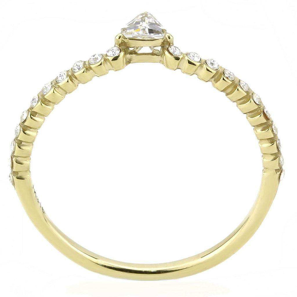 Alamode IP Gold(Ion Plating) Stainless Steel Ring with AAA Grade CZ in Clear - Alamode - Flyclothing LLC