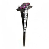 Alamode IP Black(Ion Plating) Stainless Steel Ring with AAA Grade CZ in Fuchsia - Alamode - Flyclothing LLC
