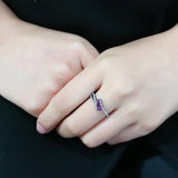 Alamode IP Black(Ion Plating) Stainless Steel Ring with AAA Grade CZ in Fuchsia - Alamode - Flyclothing LLC