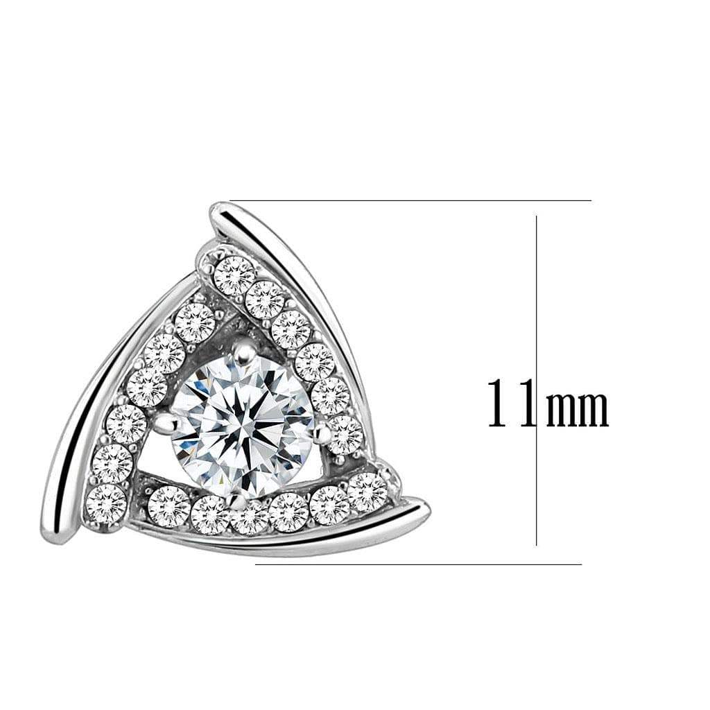 Alamode No Plating Stainless Steel Earrings with AAA Grade CZ in Clear - Alamode - Flyclothing LLC