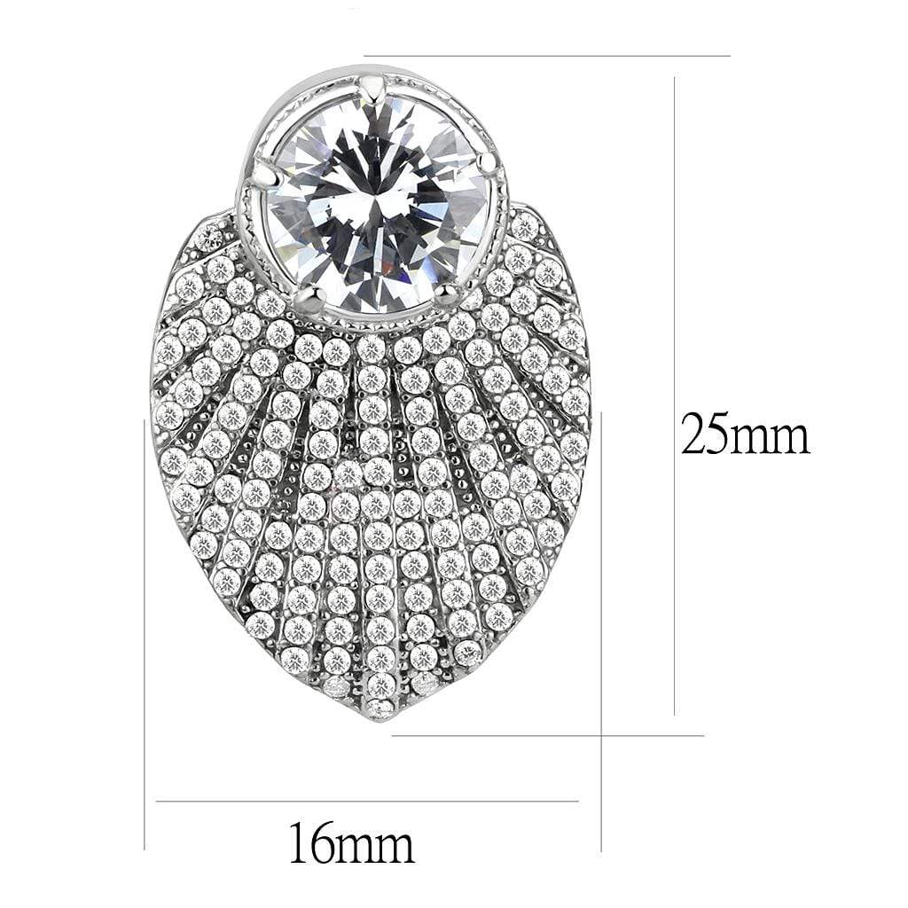 Alamode No Plating Stainless Steel Earrings with AAA Grade CZ in Clear - Alamode - Flyclothing LLC