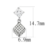 Alamode No Plating Stainless Steel Earrings with AAA Grade CZ in Clear - Alamode - Flyclothing LLC