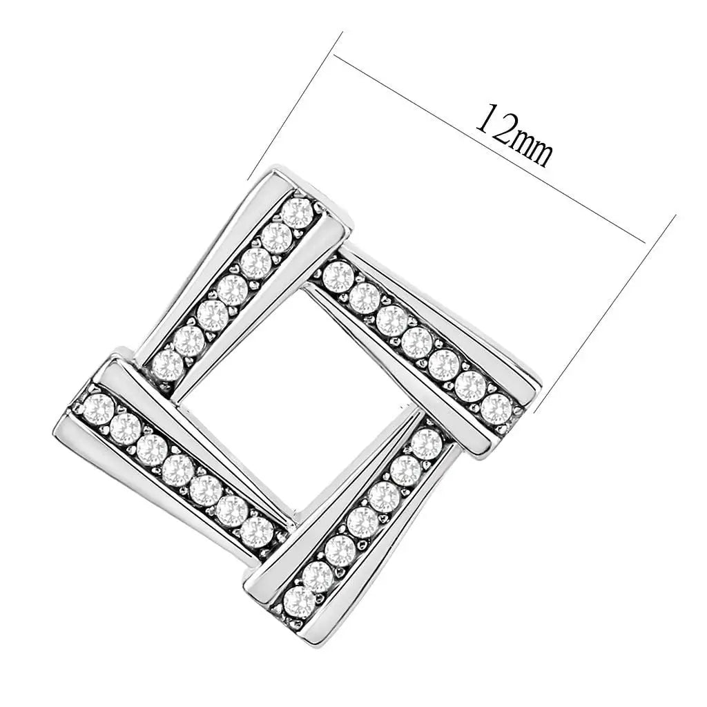 Alamode No Plating Stainless Steel Earrings with AAA Grade CZ in Clear - Alamode - Flyclothing LLC