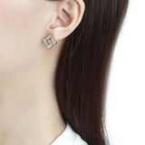 Alamode No Plating Stainless Steel Earrings with AAA Grade CZ in Clear - Alamode - Flyclothing LLC