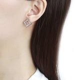 Alamode No Plating Stainless Steel Earrings with AAA Grade CZ in Clear - Alamode - Flyclothing LLC