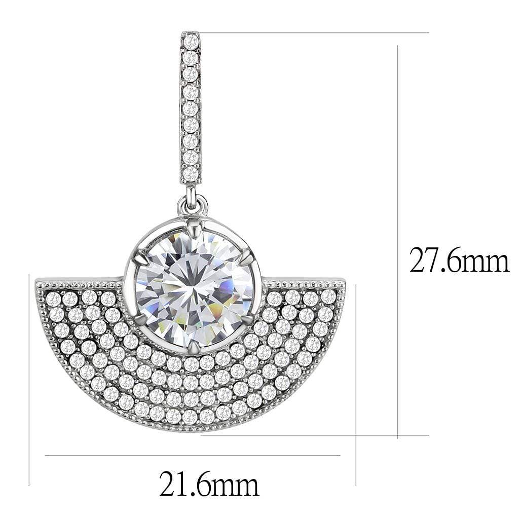 Alamode No Plating Stainless Steel Earrings with AAA Grade CZ in Clear - Alamode - Flyclothing LLC