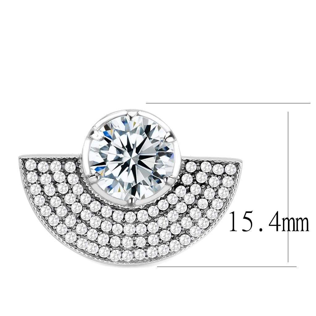 Alamode No Plating Stainless Steel Ring with AAA Grade CZ in Clear - Alamode - Flyclothing LLC
