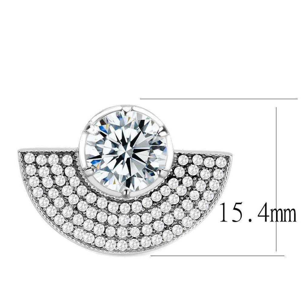 Alamode No Plating Stainless Steel Ring with AAA Grade CZ in Clear - Alamode - Flyclothing LLC