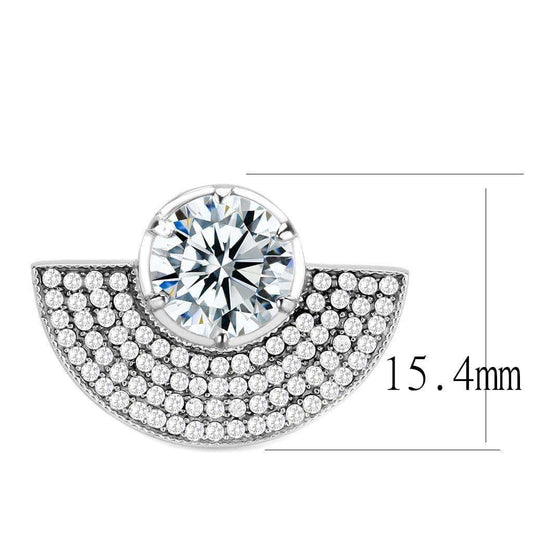 Alamode No Plating Stainless Steel Ring with AAA Grade CZ in Clear - Alamode - Flyclothing LLC
